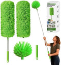 Cobweb Duster with Extension Pole, Washable Cleaning Duster Kit with 3 Duster Heads, Cobweb Duster, Corner Brush, Aluminum Telescoping Pole for high Ceiling Fan，Spider Web Brush with Extension Pole by Unknown