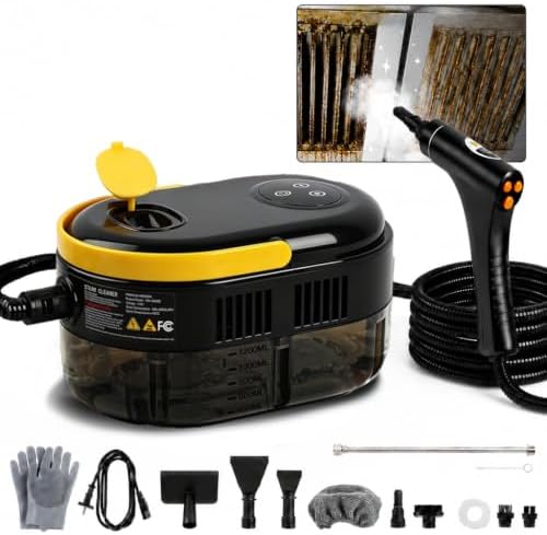 1500W Handheld Steam Cleaner for Home, 15s Heat-Up Steamer for Cleaning, 6-Level Adjustable High-Temperature High Pressure Portable Steam Cleaner for Car Detailing, Tile, Grout, Furniture, with 15 Pcs by Unknown