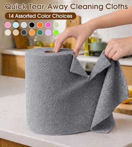 Microfiber Cleaning Cloth Roll, 100 Pack 12 x 12 Inch Tear Away Reusable Paper Towels, Thick Cleaning Towels, Absorbent Lint Free Washable Rags for Kitchen, Car, Garage and Workshop - Gray - Image 6
