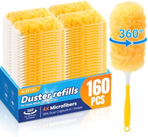 Alotiki Duster Refills, 160 Count 360° Dusters for Cleaning with 4 Handle by CreateABetterLife