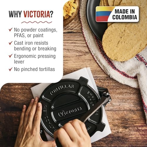 Victoria Cast Iron Tortilla Press, Tortilla and Roti Maker, Made in Colombia, 6.5 Inches - Image 2