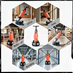17" Commercial Floor Scrubber, 17" Floor Machine,43cm Dual-Brush Walk-Behind Machine Portable Commercial Floor Scrubber,Rotary Double Brushes, for Home, Office & Bathroom Orange - Image 7