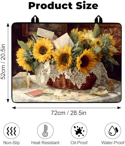 Heat-resistant Stove Top Cover - 28.5" X 20.5" Cooktop Protector Covers, Scratch-resistant Washable Pad Kitchen Countertop Mat (Sunflower, 28.5" x 20.5") - Image 2