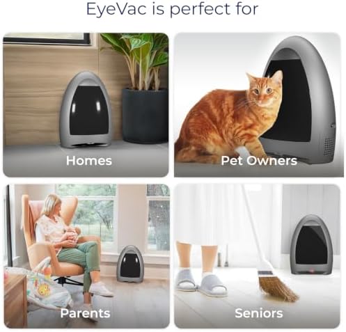 EyeVac Home Touchless Vacuum Automatic Dustpan - Great for Sweeping Pet Hair Food Dirt Kitchen - Ultra Fast & Powerful, No More Bending Down, Bagless, Corded, Automatic Sensors, 1000 Watt (Silver) - Image 5
