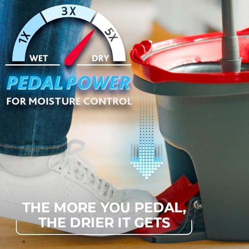 O-Cedar EasyWring Microfiber Spin Mop & Bucket Floor Cleaning System + 3 Extra Refill | Includes 3 Extra Washable Mop Heads - Image 3