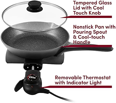 Elite Gourmet 2Qt Nonstick Electric Skillet, 10.5", Adjustable Temp - Image 6