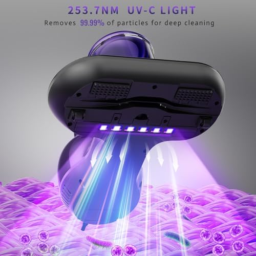 Hersven Bed Vacuum Cleaner, Handheld Mattress Vacuum Cleaner with HEPA Filter, UV Light, Cleaner Machine Deep Cleaner for Bed, Pillows, Sheets, Mattresses, Sofas, Fabric Surfaces - Image 3
