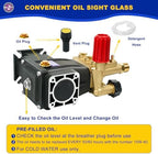 Horizontal Pressure Washer Pump, 3/4" Shaft Crankshaft Triplex Plunger, 2600-3300 PSI, 3GPM, Replacement Power Washer Pumps ，Two Kinds of Water Outlet Interfaces - Image 3