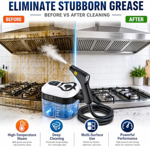 Steam Cleaner, High Pressure Steamer with 6 Level Adjustable Handle, Newly Upgraded 2500W 15s Heat Up, Multi Tools for Kitchen Grease, Grout, Dirt, Tile, Car Detailing - Image 2