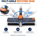 Floor Scrub Brush with Long Handle, 3-in-1 with Squeegee & Stiff Bristles - Image 3