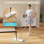 JOYMOOP Flat Mop System, 8L Mop and Bucket Set with Extension Handle, White, Large Capacity Floor Cleaning Mop for Household & Commercial Use, Includes 5 Microfiber Pads for Wet & Dry Cleaning - Image 4