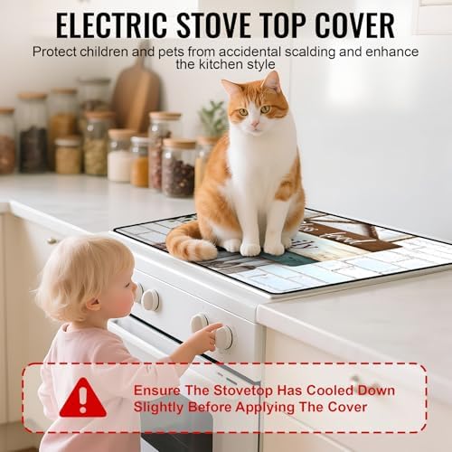 Stove Top Cover for Electric Stove,Glass Stove Top Cover, Heat Resistant Glass Cooktop Cover, Stovetop Protector, Kitchen Decor, Dish Drying Mats Cover for Ceramic Washer Top 28.5x20.5 inch - Image 5