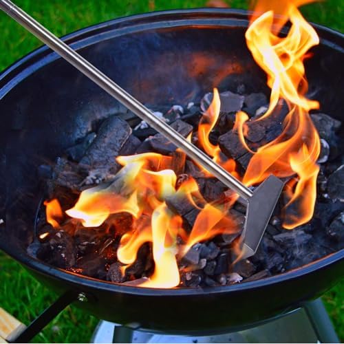 Coal Rake Grill Ash Tool, BBQ Charcoal Stainless Steel Rake for Pizza Oven - 32 Inches - Image 5
