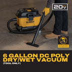 DEWALT 20V MAX Cordless Wet Dry Shop Vac 6 Gallon, Portable Vacuum Cleaner with Powerful Suction, Blower Function, On-Board Storage, Jobsite & Garage Vacuum, Tool Only, DXCVXA06B - Image 3