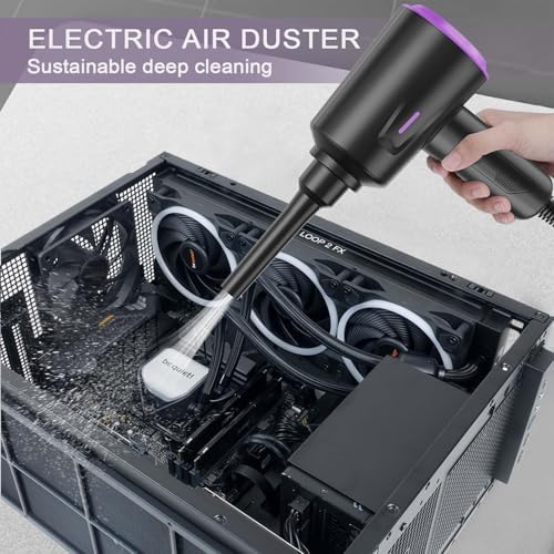 Meudeen Air Duster - Compressed Air - 5.74 oz High Power Cleaning for Computer - PC - 2 Gear Air Blower (Black Purple) - Image 2