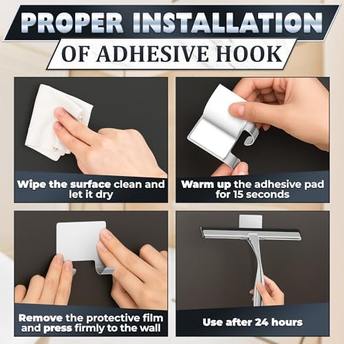 12 in Bathroom Squeegee for Shower Glass, Stainless Steel (Silver) - Image 5