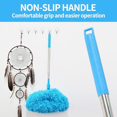 Ceiling Fan Cleaner Duster Reusable Microfiber Removable Extendable Duster with 95" Telescoping Pole for Cleaning Walls Furniture Door Window Top (Blue) - Image 7