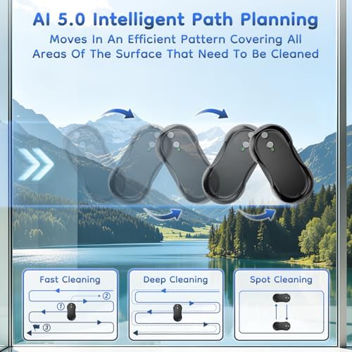 Obito Window Cleaning,Window Cleaner Robot with Triple Safety System,Edge Detection,Intelligent Navigation,Anti-Slipping, Longer Battery Life, Max 6400Pa, Remote Control - Image 3