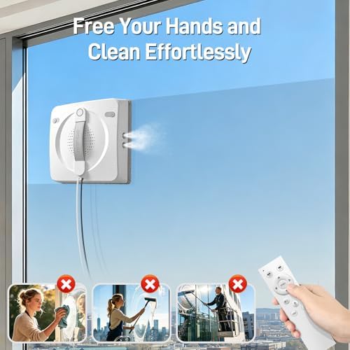 Window Cleaning Robot, 5000Pa Sauction with 4 Water Spray, 10-Stage Protection System, Intelligent Path Planning, 3 Cleaning Modes, Edge Detection for High Glass - Image 5