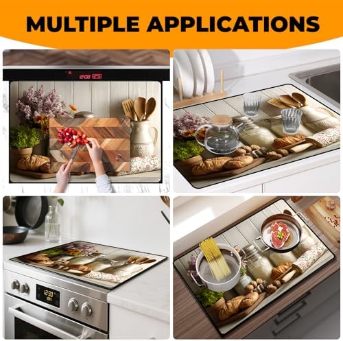 Heat-resistant Stove Top Cover - 28.5" X 20.5" Cooktop Protector Covers, Scratch-resistant Washable Pad Kitchen Countertop Mat (Vase, 28.5" x 20.5") - Image 7