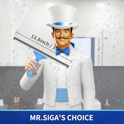MR.SIGA Professional Window Squeegee & Microfiber Window Scrubber, 14 inch - Image 2