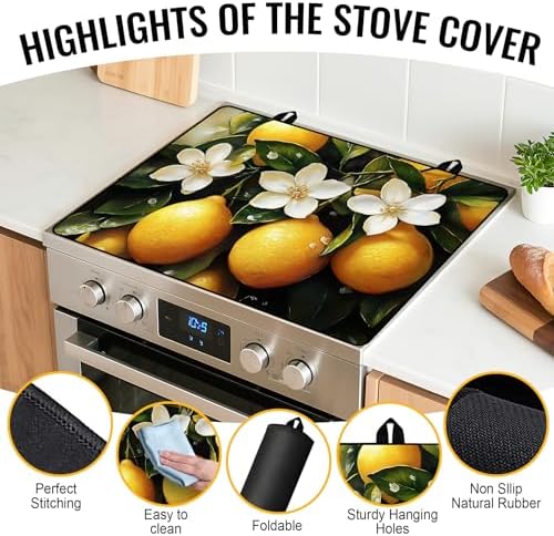 Stove Top Cover for Electric Stove,Glass Stove Top Cover, Heat Resistant Glass Cooktop Cover, Stovetop Protector, Kitchen Decor, Dish Drying Mats Cover for Ceramic Washer Top 28.5x20.5 inch - Image 5