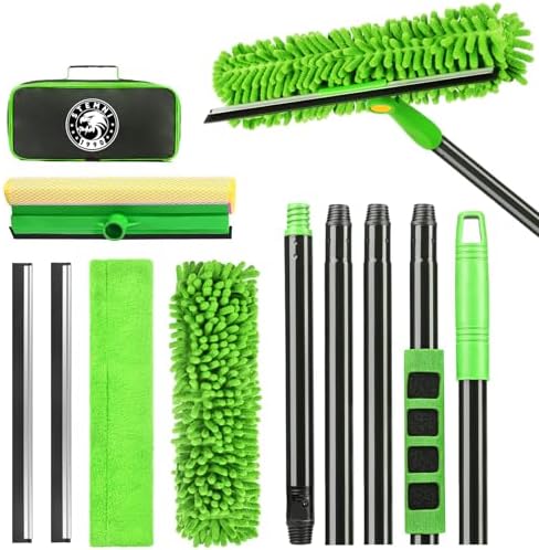 4-in-1 Window Cleaning Kit with Storage Bag, 79'' Window Squeegee Cleaner Tool with Extension Pole, Professional Window Washing Equipment for Home, Outdoor Windows, Glass, Shower, Commercial by Stemni