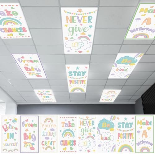 8pcs Fluorescent Magnetic Light Cover for Classroom,2x4 FT Pastel by Hallswl