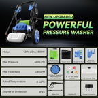 MAX 4800PSI 10" Wheels Electric Pressure Washer, 3L Foam Bottle Professional Electric Power Washer with 5 Nozzles 23FT Hose Reel, 2.8GPM Commercial/Household Pressure Washer Electric Powered, Blue - Image 4