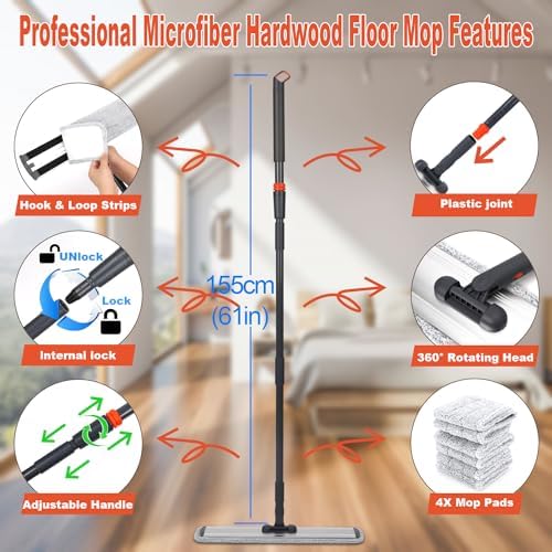 24 Inch Flat Floor Mop Heavy Duty Microfiber Wet Mop Commercial Mop - Image 3