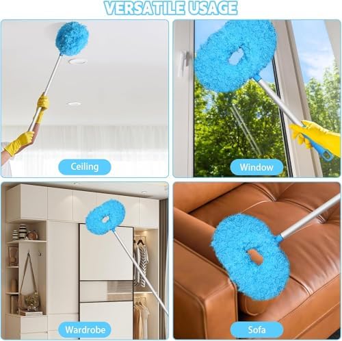 Eunice Ceiling Fan Cleaner Duster with Extension Pole 2 Dusters, Blue 4.2FT - Image 3