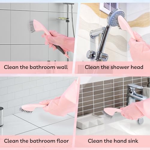 CALBEAU Pink Toilet Brush and Holder Set, 14 PCS Bathroom Cleaning Kit - Image 4