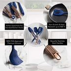 COOK WITH COLOR Silicone Cooking Utensils, Kitchen Utensil Set, Easy to Clean Silicone Kitchen Utensils, Cooking Utensils for Nonstick Cookware, Kitchen Gadgets Set, Mini, Navy - Image 3