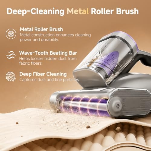 uwant 18Kpa Mattress Vacuum Cleaner 60000RPM Tap Bed Vacuum Set of 1 - Image 3