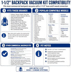 Commercial Backpack Vacuum Attachment Kit 1 1/2" - Compatible with ProTeam, Tennant, Sandia, Powr-Flite & More - with Aluminum S-Wand, Hard Floor Tool, Crevice Tool, Dust & Upholstery Brush 7-Pack - Image 3