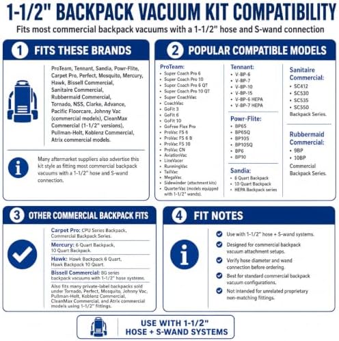 Backpack Vacuum Cleaner Hard Wood Tile Floor Brush 14” Wide with Bumper for Natural Horsehair Soft Bristles Hoover, Sanitaire, Carpet Pro, Proteam Back Pack Vacuums and More - Image 3