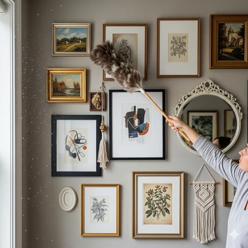 Premium Professional Feather Duster 21" | Natural Handheld Duster for Cleaning & Feather Mopping | Genuine Ostrich Feather with Long Wooden Handle | Eco-Friendly & Reusable (50 cm) - Image 7