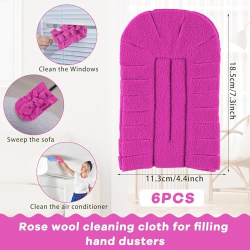 6 Pcs Reusable Duster Refills Washable Pads, Peach Red - Image 2