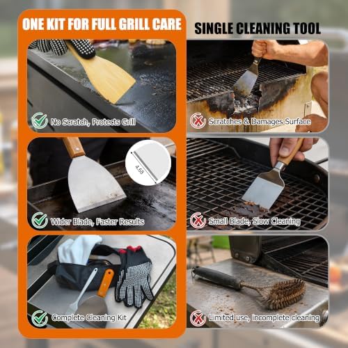 Grill Cleaning Kit, 15-Piece BBQ & Griddle Cleaning Tool Set - Image 4