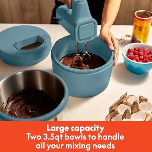 bella 3.5 Qt Hand & Stand Mixer, 2 in 1 Electric Mixer with Bowl, Surf - Image 5