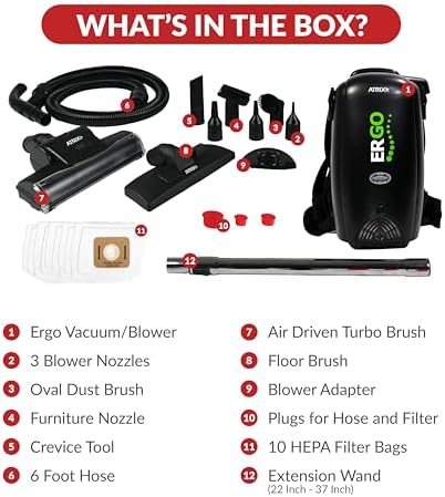 Atrix Ergo Backpack Canister Vacuum, Portable Cleaner with Attachments for Professional and Residential Use, VACBP10 Premium Bundle - Image 4