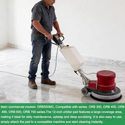 12" Cleaning Orbiter Pads - Commercial Floor Buffer Pads for Hardwood Floor Maintenance, Scrubbing, Polishing & Stripping - Compatible with Orbiter Machines (Black) - Image 5