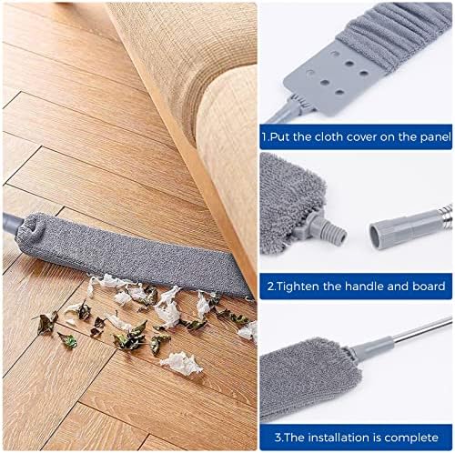 Retractable Gap Dust Cleaner Cleaning Tools with 2 Microfiber Dusting Cloths Long Handle 60inches Washable and Retractable Duster Brush for Cleaning Under Appliances Furniture Couch Fridge - Image 5