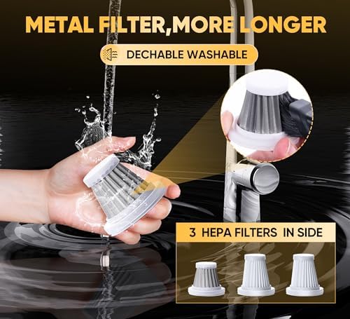 Handheld Car Vacuum Cleaner 3 in 1 High Power|15000PA Brushless Motor|Super Suction Portable Vacuum with Super Endurance for Car and Home, Black Yellow, SW101YELLOW - Image 5
