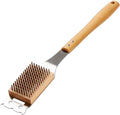 Pizza Oven Brush, 16.9 Inch Grill Cleaning Brush with Scraper, Stainless Steel Bristles with Beech Wood Handle, 2 in 1 Pizza Stones Brush, Ourdoor Pizza Oven Accessories, Heat Resistant by ROCKSHEAT