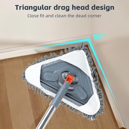 Long Handle Wall Mop & Baseboard Cleaner - Multi-Surface Dusting Tool for Walls, Floors, Baseboards - Wet/Dry Cleaning Mop with Adjustable Handle (Home & Kitchen Use) - Image 6
