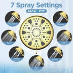 MakeFit Filtered Shower Head - High Pressure Rain - Shower Head with filter for Hard Water - Luxury 7 Settings Adjustable Water Filter Showerhead (Gold) - Image 6