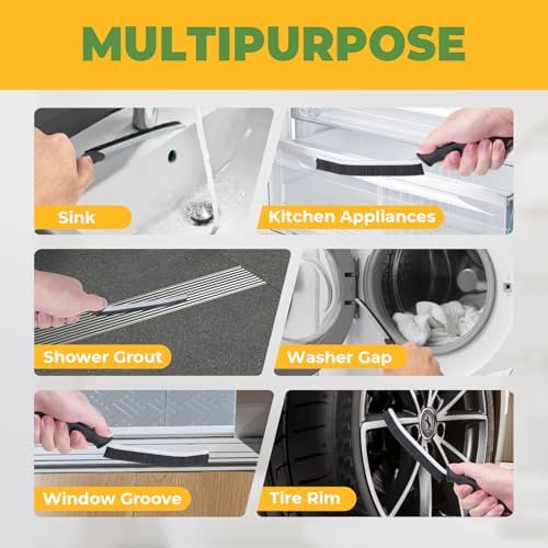 KMOSENIA Crevice Cleaning Brush, 3 Pack Hard Bristle Grout Brush - Image 4