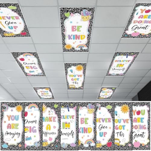 8Pcs Classroom Fluorescent Light Cover,2x4 FT Composition Inspirational by Shemilly