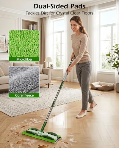 Microfiber Mop - Flat Floor Mops Wet Dry Dust Mop with 4 Washable Pads - Image 3